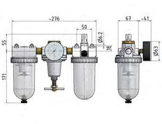 FRL 3-Part G1/2'' 3200 l/min 0.5-16.0bar/7-232psi Auto Polycarbonate Standard 3