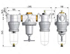 FRL 3-Part G1 1/4'' 4900 l/min 0.5-16.0bar/7-232psi Semi-Auto Metal Standard 5