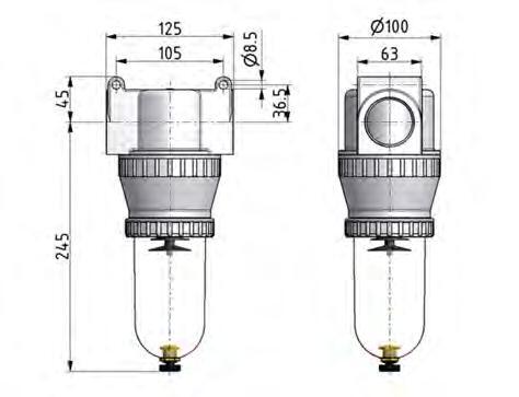 Filter 40microns G1 1/2'' 12500 l/min Semi-Auto Protective Cage Polycarbonate Standard 5