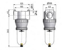 Filter 40microns G1 1/4'' 12500 l/min Semi-Auto Protective Cage Polycarbonate Standard 5