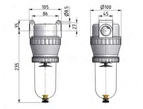 Filtre 40microns G1'' 12500l/min Semi-Auto Cage de Protection en Polycarbonate Standard 5