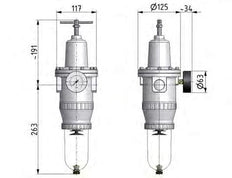 Filter-Regulator G1'' 12000 l/min 0.5-10.0bar/7-145psi Auto Polycarbonate Standard 5