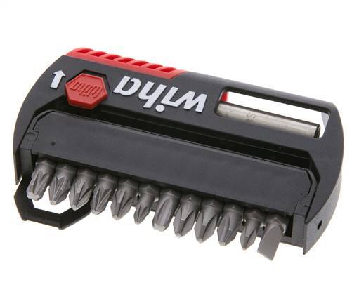 Wiha - Assortiment de 13 embouts fendus/phillips/pozidriv avec porte-embouts