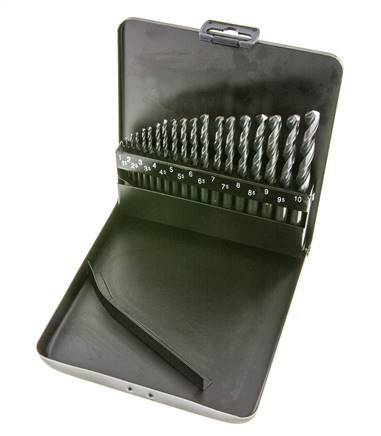Jeu de 19 forets hélicoïdaux DIN 338 N HSS-R 1 - 10 mm