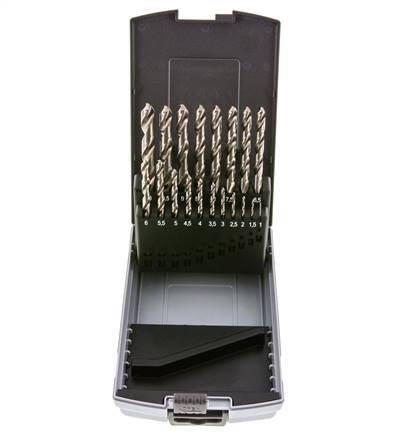 Jeu de 19 forets hélicoïdaux DIN 338 N HSS-G 1 - 10 mm