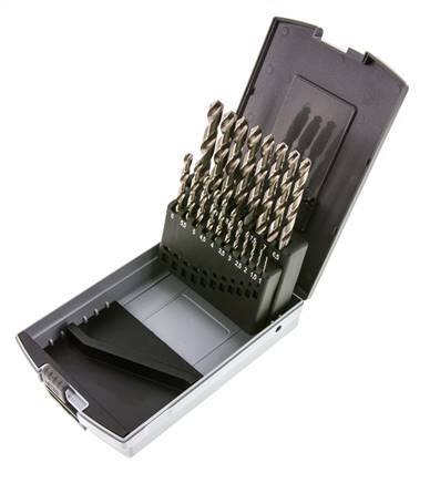 Jeu de 19 forets hélicoïdaux DIN 338 N HSS-G 1 - 10 mm