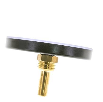 0 to +120°C Plastic Bimetallic Thermometer 100mm Cabinet 40mm Stem with Thermowell