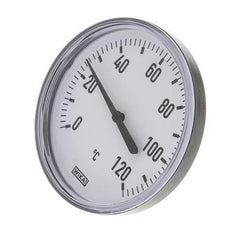 0 to +120°C Plastic Bimetallic Thermometer 100mm Cabinet 40mm Stem with Thermowell