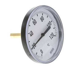 0 to +120°C Plastic Bimetallic Thermometer 100mm Cabinet 60mm Stem with Thermowell