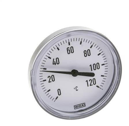 0 to +120°C Plastic Bimetallic Thermometer 80mm Cabinet 60mm Stem with Thermowell