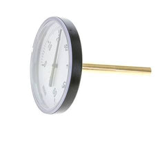 0 to +60°C Plastic Bimetallic Thermometer 100mm Cabinet 100mm Stem with Thermowell