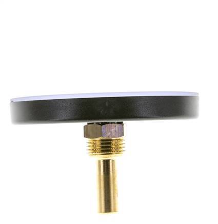 0 to +60°C Plastic Bimetallic Thermometer 100mm Cabinet 40mm Stem with Thermowell