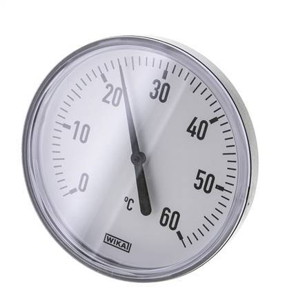 0 to +60°C Plastic Bimetallic Thermometer 100mm Cabinet 60mm Stem with Thermowell