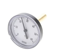0 to +60°C Plastic Bimetallic Thermometer 63mm Cabinet 60mm Stem with Thermowell
