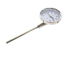Thermomètre bimétallique en acier inoxydable 0 à +160°C Cabinet 100mm 160mm Fond de tige
