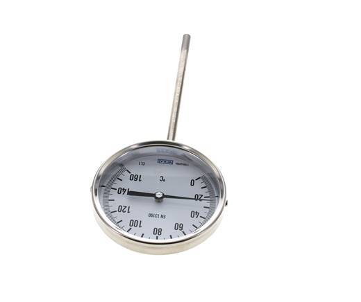 Thermomètre bimétallique en acier inoxydable 0 à +160°C Cabinet 100mm 160mm Fond de tige