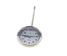 Thermomètre bimétallique en acier inoxydable 0 à +160°C Cabinet 100mm 160mm Fond de tige