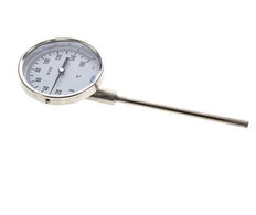 Thermomètre bimétallique en acier inoxydable 0 à +160°C Cabinet 100mm 160mm Fond de tige