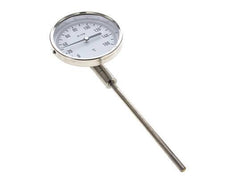 Thermomètre bimétallique en acier inoxydable 0 à +160°C Cabinet 100mm 160mm Fond de tige