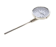 0 to +200°C Stainless Steel Bimetallic Thermometer 100mm Cabinet 160mm Stem Bottom