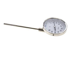 Thermomètre bimétallique en acier inoxydable 0 à +200°C Cabinet 100mm 160mm Fond de tige
