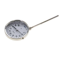Thermomètre bimétallique en acier inoxydable 0 à +200°C Cabinet 100mm 160mm Fond de tige