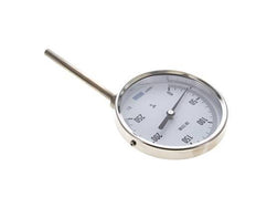 Thermomètre bimétallique en acier inoxydable 0 à +250°C Cabinet 100mm Fond de tige 100mm