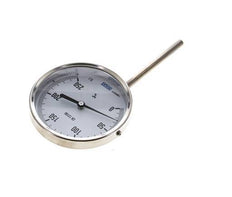 Thermomètre bimétallique en acier inoxydable 0 à +250°C Cabinet 100mm Fond de tige 100mm