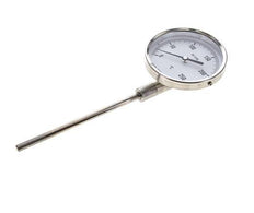 Thermomètre bimétallique en acier inoxydable 0 à +250°C Cabinet 100mm 160mm Fond de tige