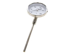 Thermomètre bimétallique en acier inoxydable 0 à +250°C Cabinet 100mm 160mm Fond de tige