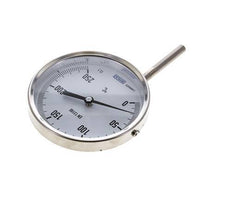 Thermomètre bimétallique en acier inoxydable de 0 à +250°C Cabinet de 100 mm Fond de tige de 63 mm