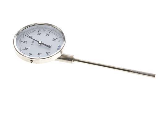 -Thermomètre bimétallique en acier inoxydable 20 à +60°C Cabinet 100mm 160mm Fond de tige