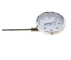 Thermomètre bimétallique en acier inoxydable 0 à +60°C Cabinet 100mm Fond de tige 100mm