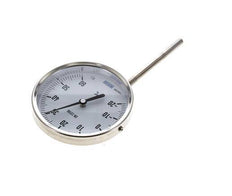 Thermomètre bimétallique en acier inoxydable 0 à +80°C Cabinet 100mm 160mm Fond de tige