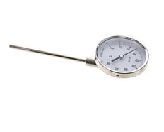 Thermomètre bimétallique en acier inoxydable de 0 à +80°C Cabinet de 100 mm Fond de tige de 63 mm