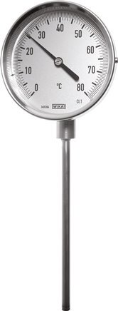 Thermomètre bimétallique en acier inoxydable de 0 à +60°C Cabinet de 100 mm Fond de tige de 200 mm