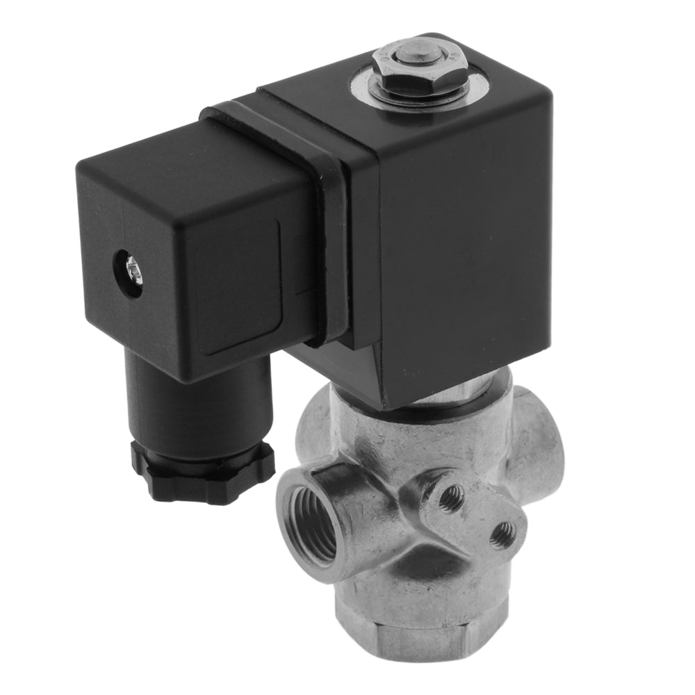 Electrovanne TP-DC 1/4'' 3/2 voies DI acier inoxydable FKM 0-2bar 12V DC