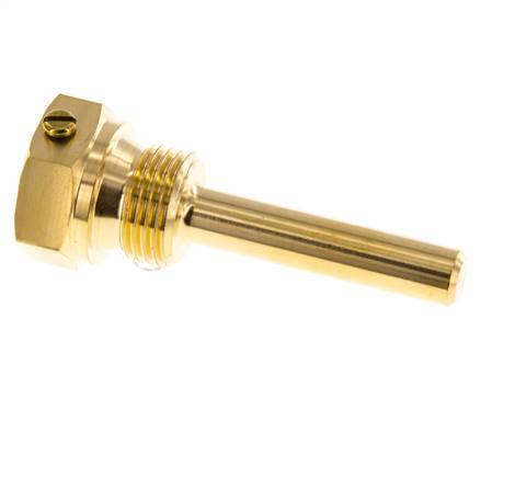 Puits thermométrique en alliage de cuivre G 1/2 pouce avec fixation par boulon pour tige de 63mm Max 160°C et 6 bars