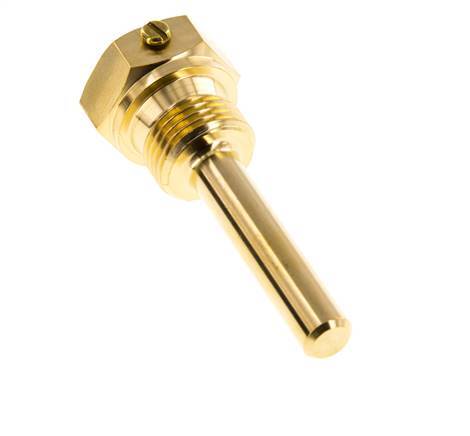 Puits thermométrique en alliage de cuivre G 1/2 pouce avec fixation par boulon pour tige de 63mm Max 160°C et 6 bars