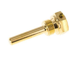 Puits thermométrique en alliage de cuivre G 1/2 pouce avec fixation par boulon pour tige de 63mm Max 160°C et 6 bars