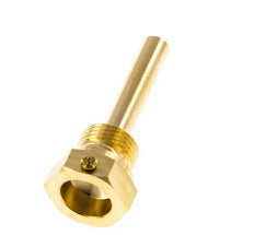 Puits thermométrique en alliage de cuivre G 1/2 pouce avec fixation par boulon pour tige de 63mm Max 160°C et 6 bars