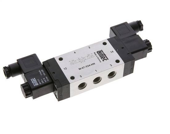 5/3 G1/4'' Pressure Center Solenoid Valve 12V DC 3-8bar/42-112psi Airtec