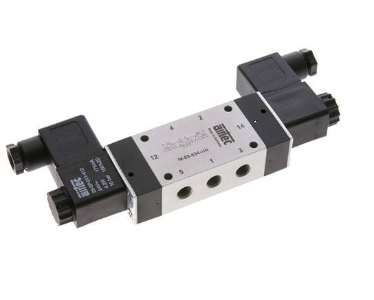 5/3 G1/8'' Pressure Center Solenoid Valve 24V DC 3-8bar/42-112psi Airtec