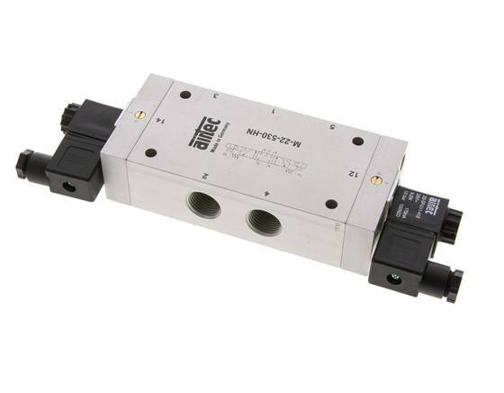 5/3 G1/2'' Electrovanne à centre fermé 24V AC 3-10bar/42-140psi Airtec