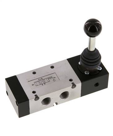 5/3 G1/4'' Pressure Center Hand Lever Valve Detent -0.95-10bar/-13.2-140psi