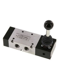 5/3 G1/4'' Pressure Center Hand Lever Valve Detent -0.95-10bar/-13.2-140psi