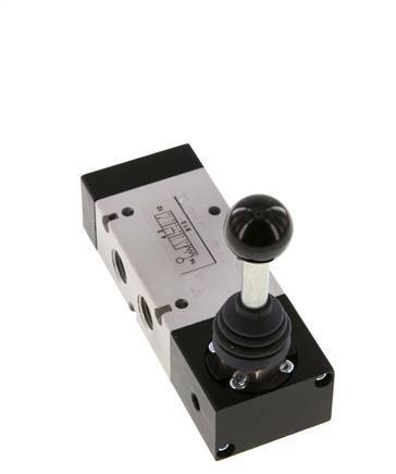 5/3 G1/4'' Pressure Center Hand Lever Valve Detent -0.95-10bar/-13.2-140psi