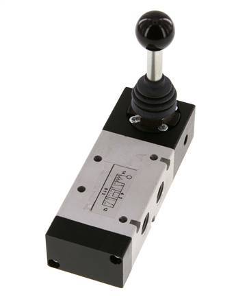 5/3 G1/4'' Pressure Center Hand Lever Valve Detent -0.95-10bar/-13.2-140psi