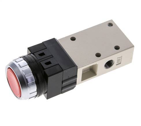 valve à bouton poussoir 3/2 G1/8'' rouge 0-8bar/0-112psi YPC