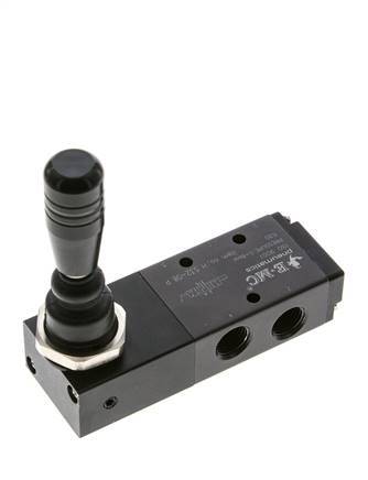 5/3 G1/4'' (G1/8'') Pressure Center Hand Lever Valve Detent 0-8bar/0-112psi E.MC